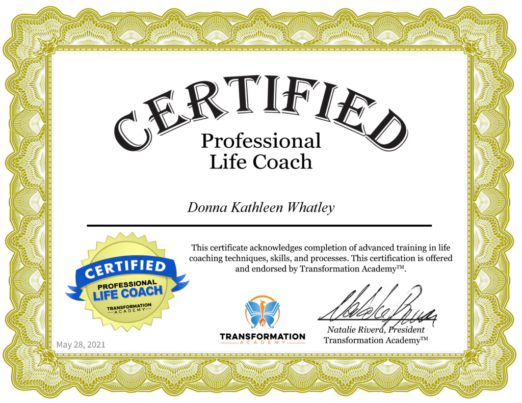 Kathy Whatley Professional Life Coach Certificate